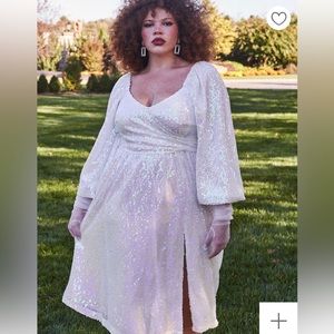 FINAL SALE 3/19 Eloquii White Holographic Sequin Dress 18